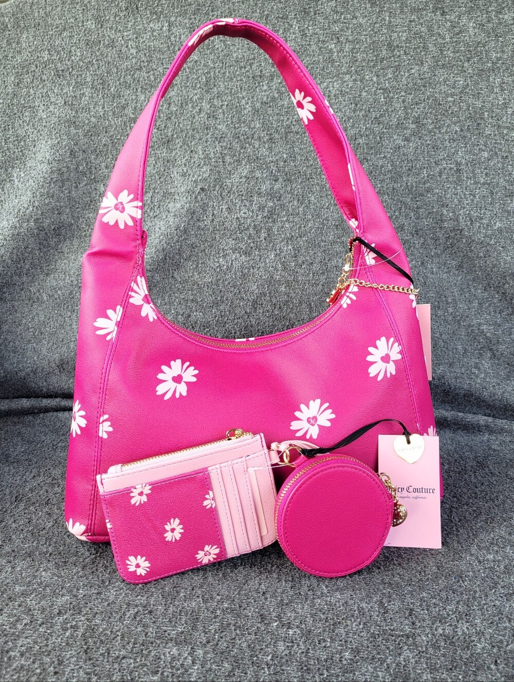 Juicy Couture Daisy For Juicy Hobo Handbag and Card Wallet In Raspberry Tart - Picture 5 of 11